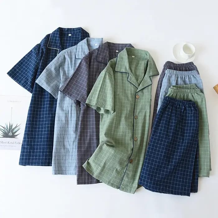 Pyjama d'été fin à manches courtes pour hommes