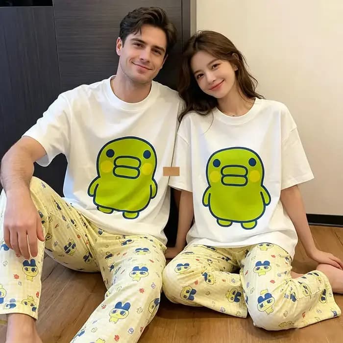Ensemble de pyjamas en coton pour femmes, Kuchipatchi, été, mignon, dessin animé Tamagotchi, manches courtes, shorts, vêtements de détente fins et doux, vêtements pour filles, cadeau