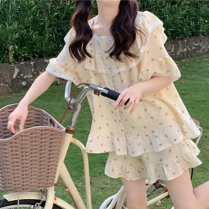 Nouvel ensemble de pyjama d'été pour femme style princesse