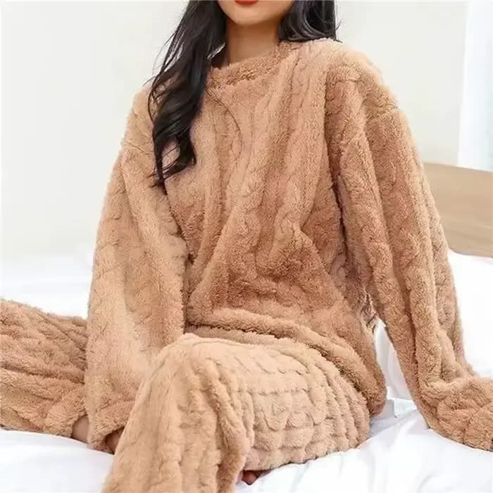 Ensemble pyjama chaud en velours de corail doux pour femmes