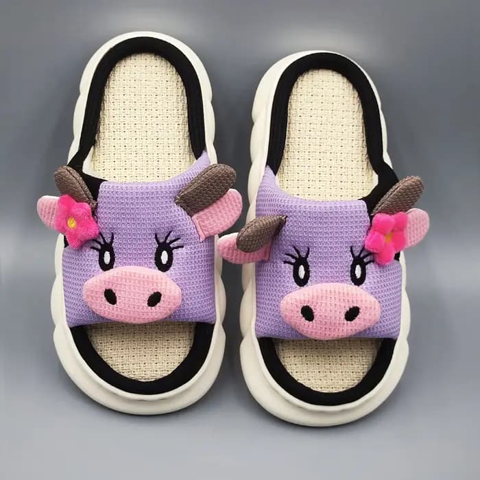 Mignonnes pantoufles en forme de vache pour femmes et hommes