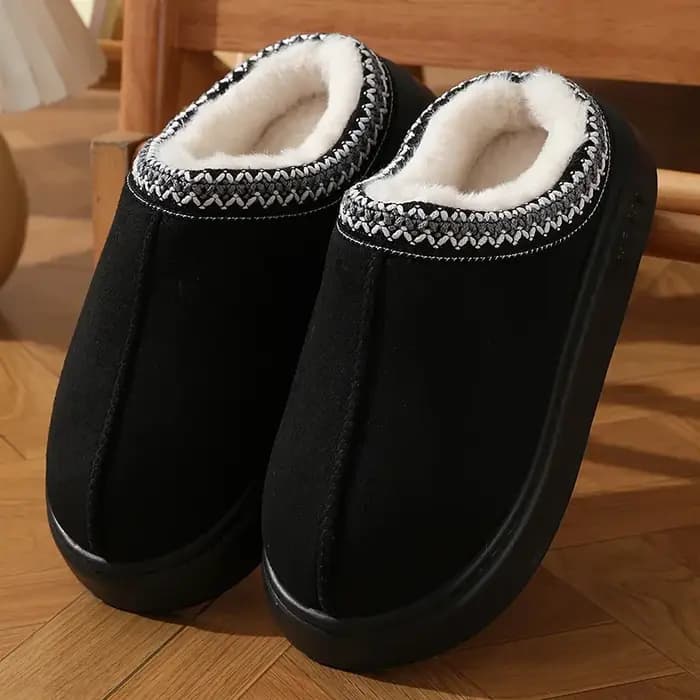 Nouvelle mode moelleux plate-forme pantoufles pour femmes 2025 hiver en peluche chaud coton chaussures femme confort antidérapant unisexe maison pantoufles