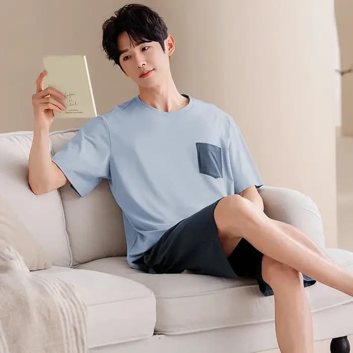 Kawaii jeunesse hommes pyjamas mignon chiot impression vêtements de nuit