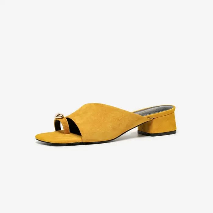 BEAUTODAY – pantoufles élégantes en cuir suédé pour femmes, couleur unie, bout carré, chaussures d'e