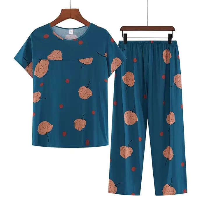 Pyjama en coton pour femmes, ensemble à manches courtes, taille plus, vêtements de détente pour femm