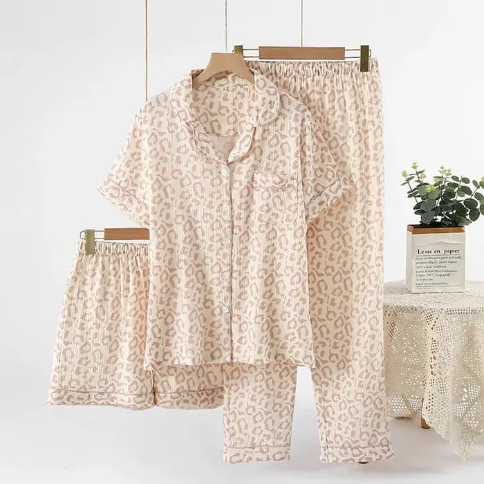 Ensemble de vêtements pyjama 3 pièces en coton pour femmes