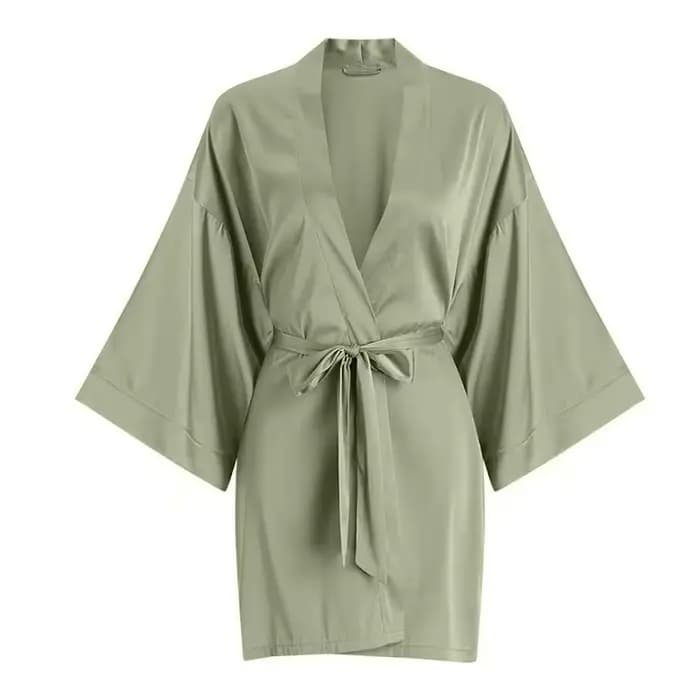 Robe de Nuit en Satin Bleu Marine à Imprimé Floral pour Femme, Kimono, Peignoir, Vêtement de Maison,