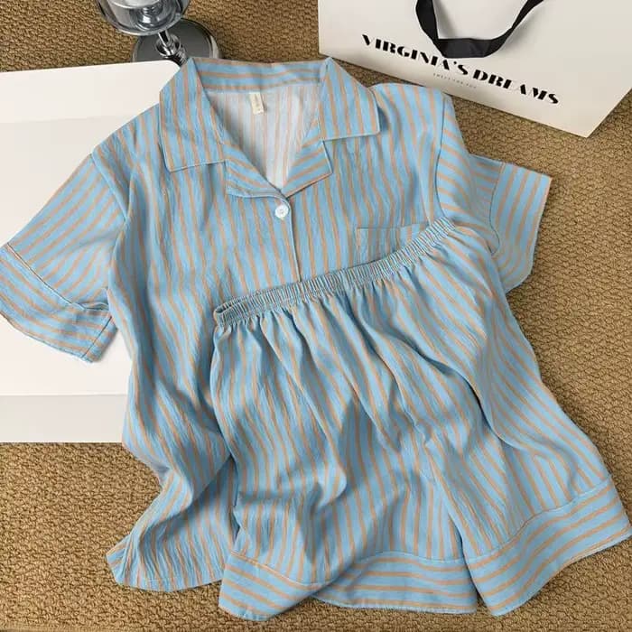 Nouveaux pyjamas rayés pour femmes, style été, ensemble de vêtements de maison confortables et respi