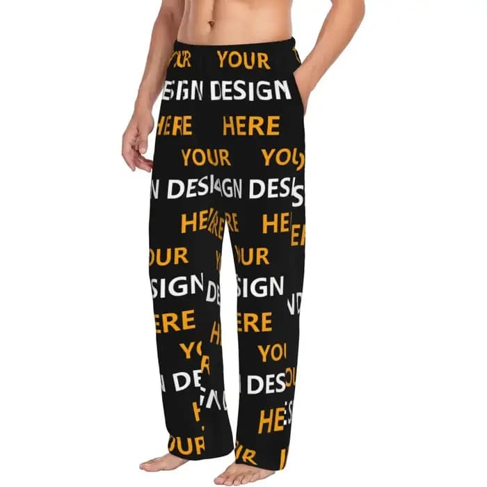 Pantalon de pyjama imprimé personnalisé pour hommes, bas de vêtements de nuit avec poches, personnalisé, personnalisé, votre conception ici