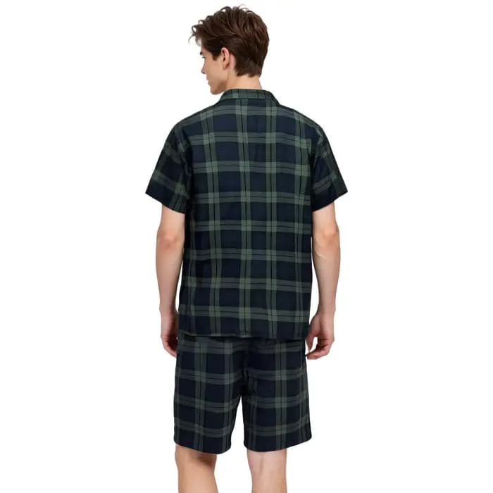 Ensemble de pyjama pour homme pour l'été, chemises à manches courtes boutonnées, shorts, ensemble de pyjama à carreaux, ensemble de détente doux, vêtements de nuit, tailles M-XL
