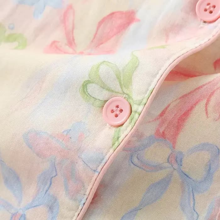 2025 printemps et automne femmes nouveau pyjama ensemble 100% coton crêpe à manches longues pantalon mignon maison deux