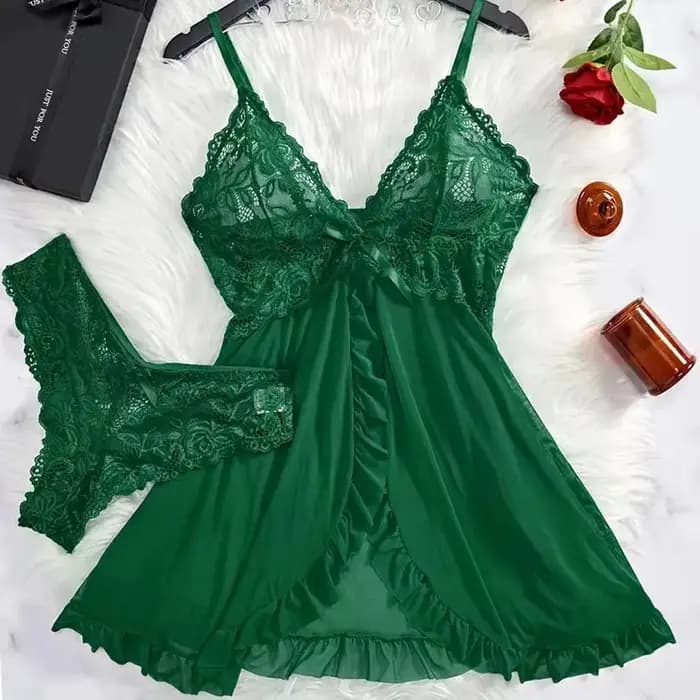 Ensemble de 2 chemises de nuit en dentelle pour femmes
