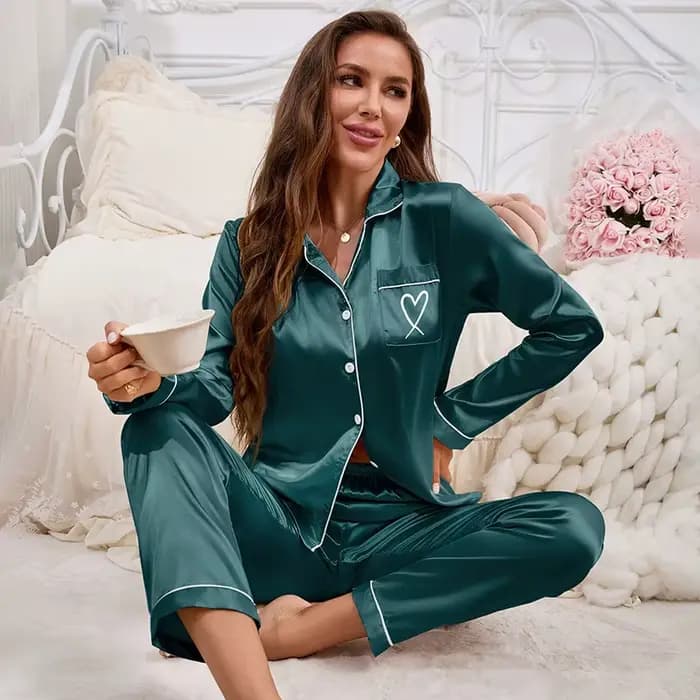 2026 nouvelles femmes pyjama ensemble broderie à manches longues hauts avec pantalon 2 pièces