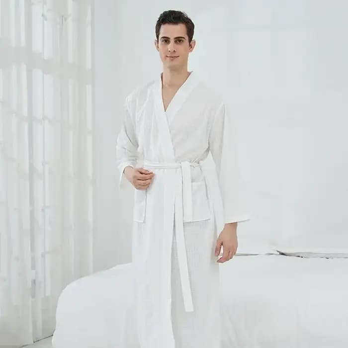 Peignoir pour hommes femme longue absorbante Terry Robe de bain Kimono hommes serviette peignoir sol