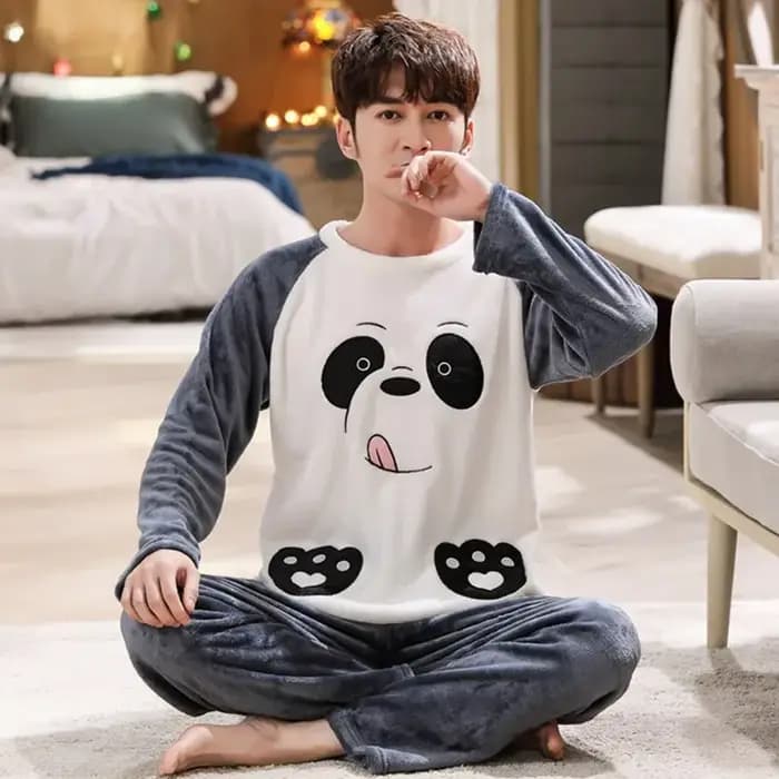 2 pièces/ensemble épaissi chaud automne et hiver flanelle hommes pyjamas à manches longues adolescents vêtements de