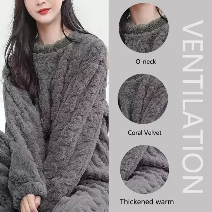 Ensemble pyjama épais et chaud en polaire de corail pour femme