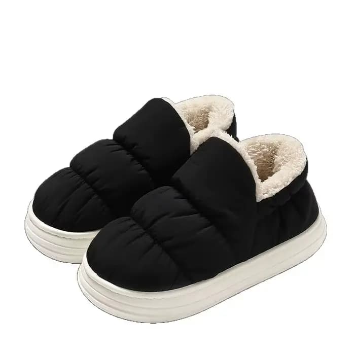 Litfun hiver vers le bas tissu chaussons pour femmes imperméable antidérapant diapositives chaud confortable intérieur