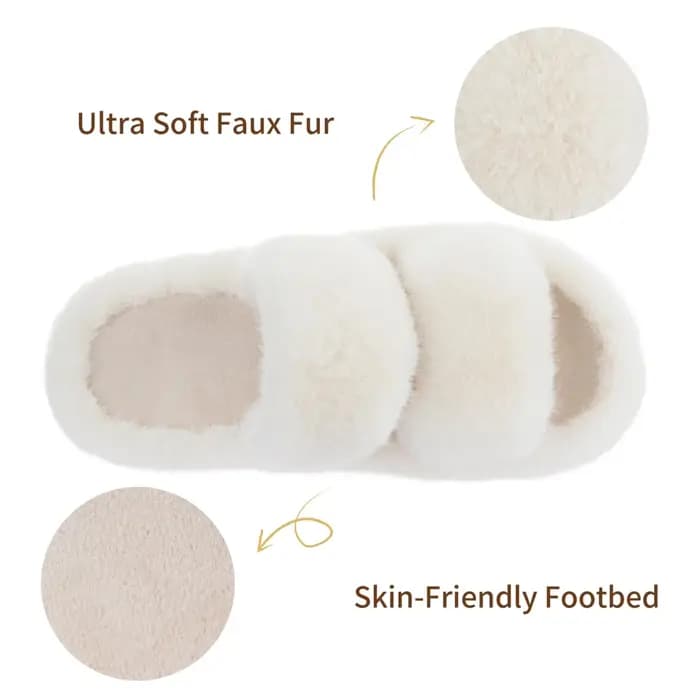 Crestar Pantoufles en fausse fourrure à bout ouvert pour femme