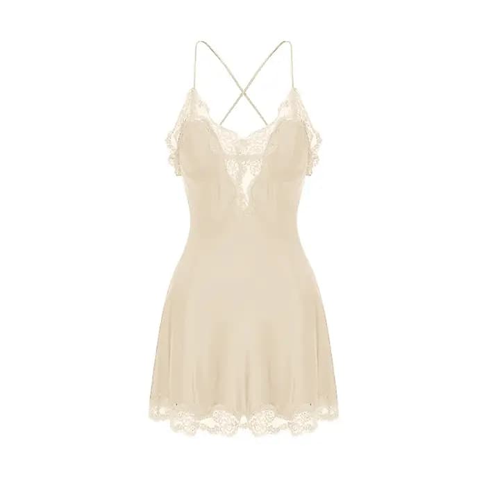 Violet élégant nuisettes profonde V doux soie dentelle Sexy chemise de nuit femmes vêtements