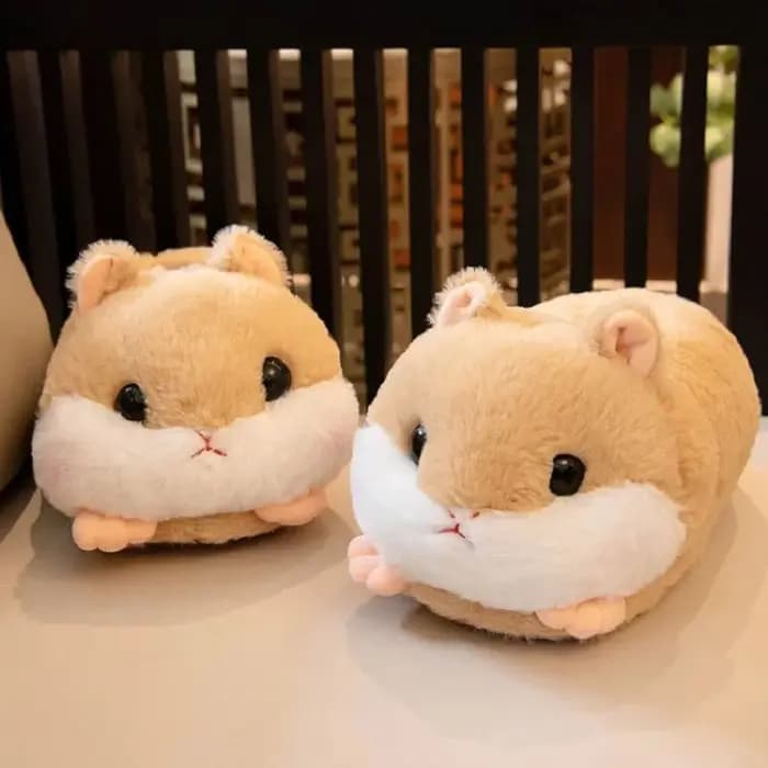 Cuddle mignon Hamster pantoufle pour femmes hiver automne en peluche chaud chambre nuage chaussures famille