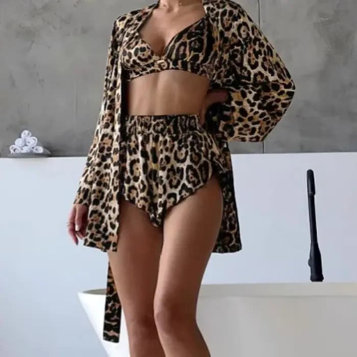 Ensemble pyjama léopard pour femme