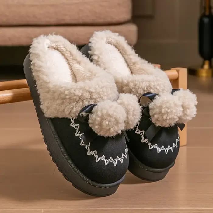 Pantoufles confortables antidérapantes en coton et peluche