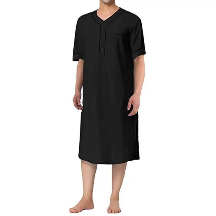 Pyjama d'été à manches courtes et col en v pour homme