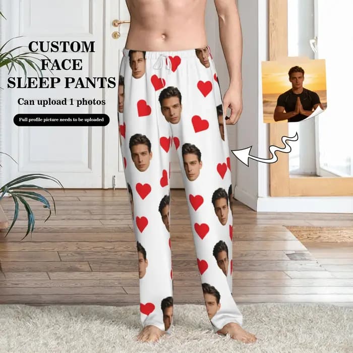 Pantalon de couchage personnalisé avec photos faciales personnalisées