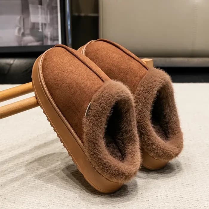 Chaussons moelleux avec doublure en fourrure pour couples