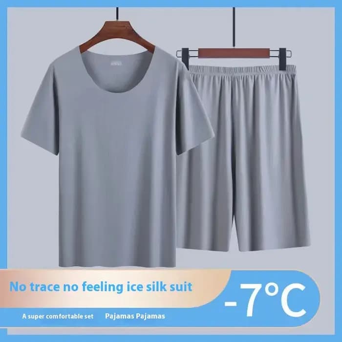 Ensemble de vêtements de détente d'été pour hommes : Pyjama en soie glacée