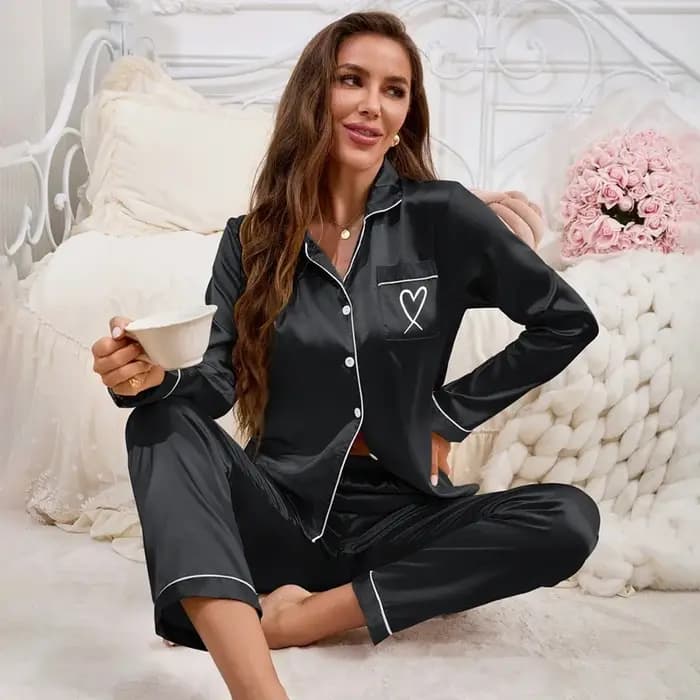 2026 nouvelles femmes pyjama ensemble broderie à manches longues hauts avec pantalon 2 pièces