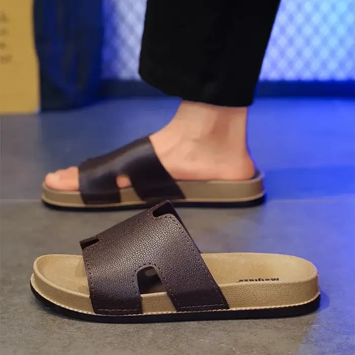 Chaussons noirs tendance pour homme, confortables et souples, à plateforme, de créateur, décontractés, pour l'extérieur et la plage, claquettes pour homme