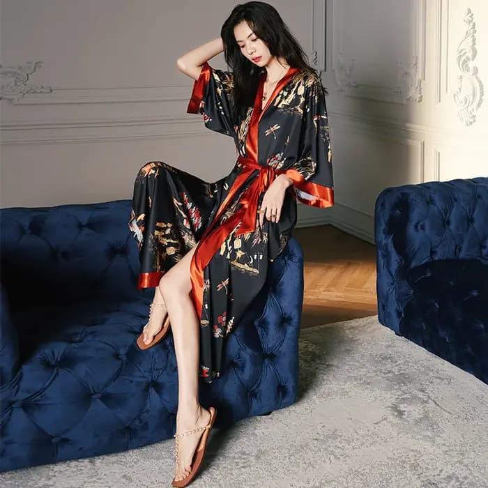 Nouveau printemps été femmes longue Robe Kimono peignoir