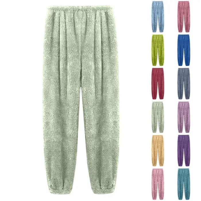 Pyjamas pantalons pour femmes chaud hiver couleur unie vêtements de nuit