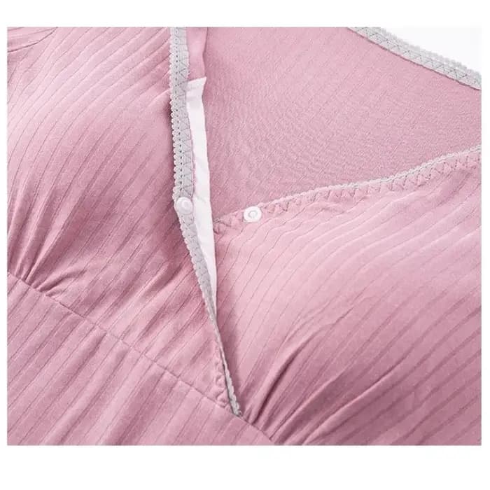 Pyjama d'Automne en Coton Rayé à Manches sulfpour Femme Enceinte