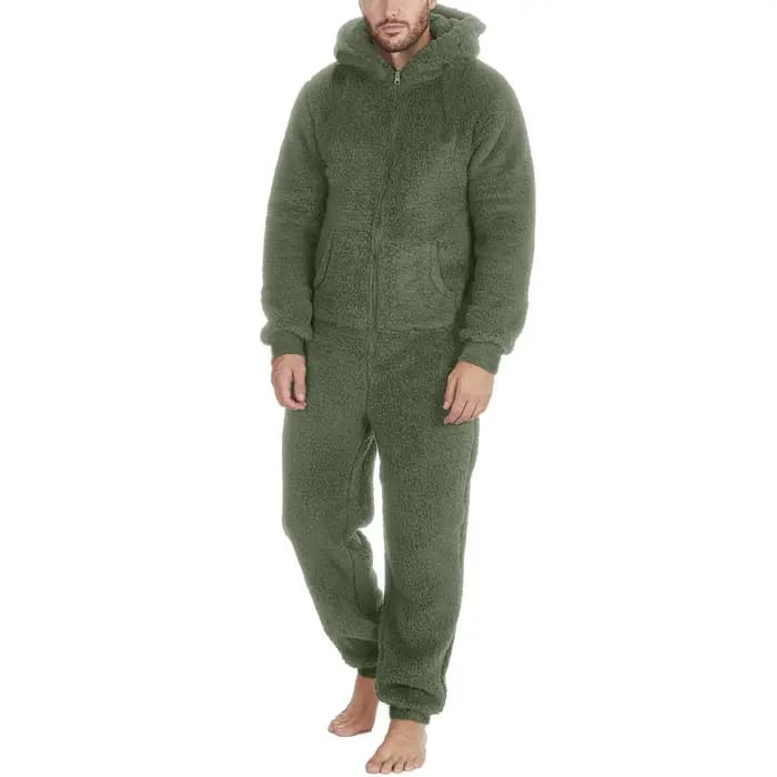 Pyjama à Capuche avec Fermeture Éclair sur le Devant pour Homme