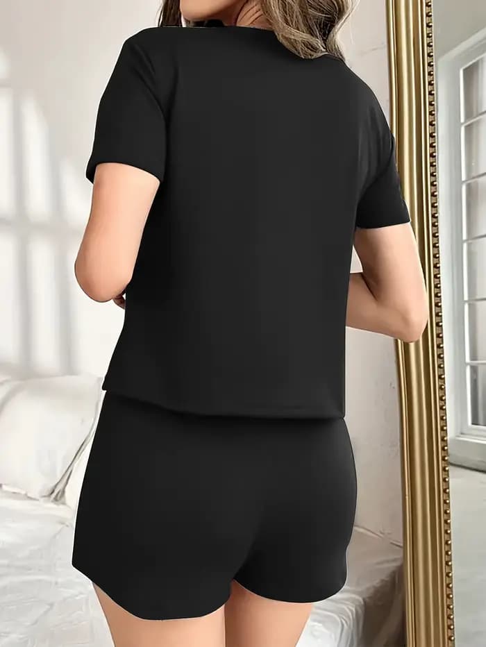 Ensemble pyjama imprimé chat de dessin animé pour femme