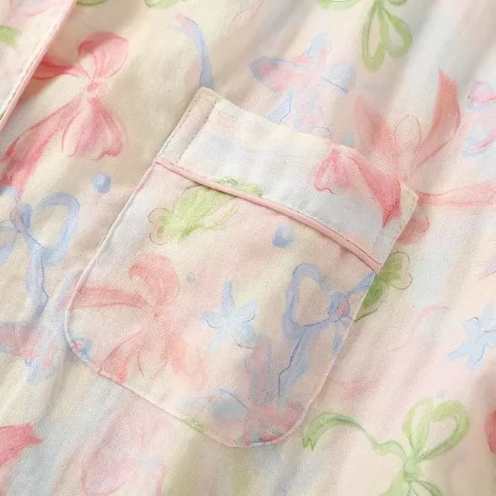 2025 printemps et automne femmes nouveau pyjama ensemble 100% coton crêpe à manches longues pantalon mignon maison deux