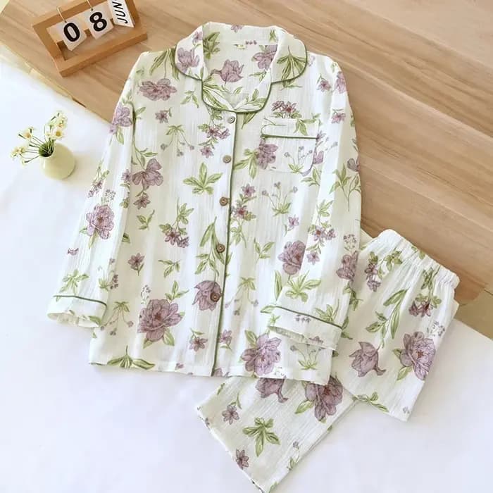 Pyjama en pansement de coton grande taille pour femme, service à domicile, pantalon à manches longue