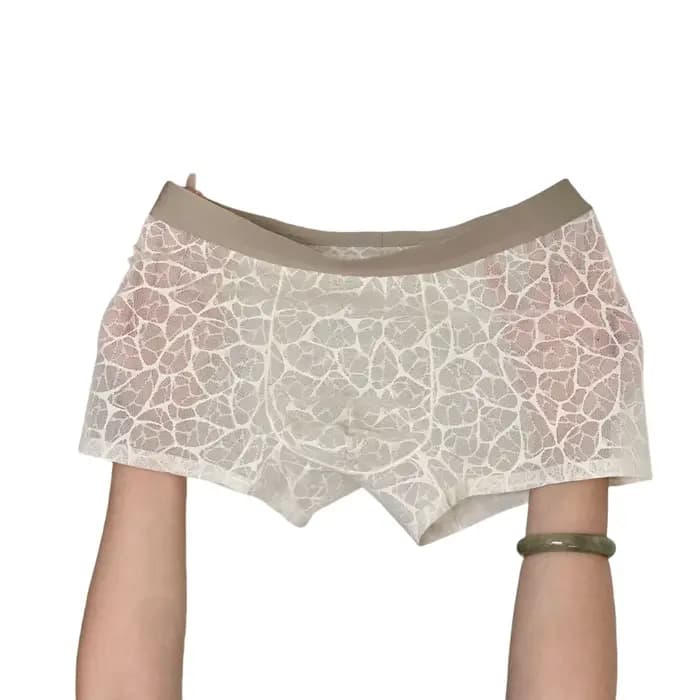 Caleçons Boxers Homme Tendance en Soie Glacée et Maille Fine avec Dentelle – Respirants et Séchage R