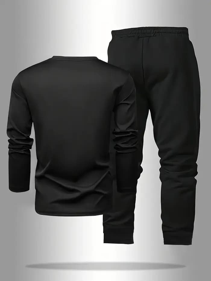 Ensemble 2 pièces de pyjama pour hommes pour printemps été automne hiver pantalon à manches longues motif géométrique