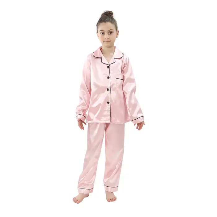 Ensemble pyjama en Satin quatre saisons pour adolescents, vêtements de maison pour enfants, vêtements de détente pour garçons et filles, vêtements de nuit pour bébés de 2 à 13 ans