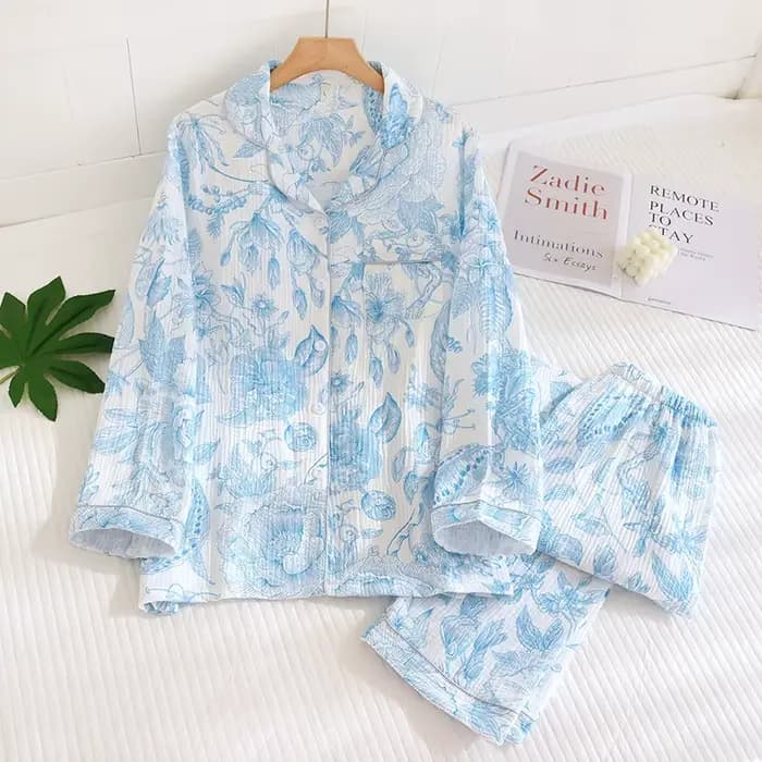 Pyjama deux pièces en crêpe 100% coton pour femmes