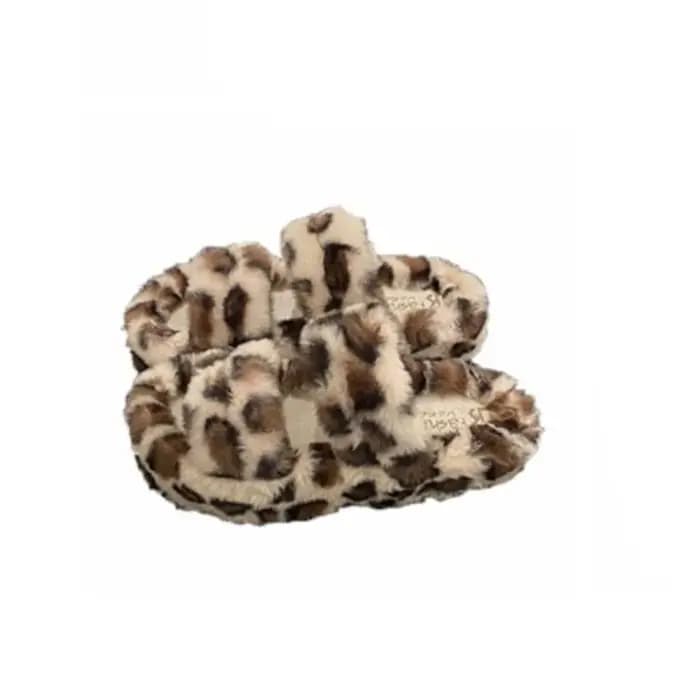 Pantoufles décontractées en peluche à semelle épaisse, imprimé léopard, pantoufles en fourrure chaude et moelleuse en PVC, antidérapantes, pour l'intérieur et l'extérieur, pantoufles léopard Y2k pour