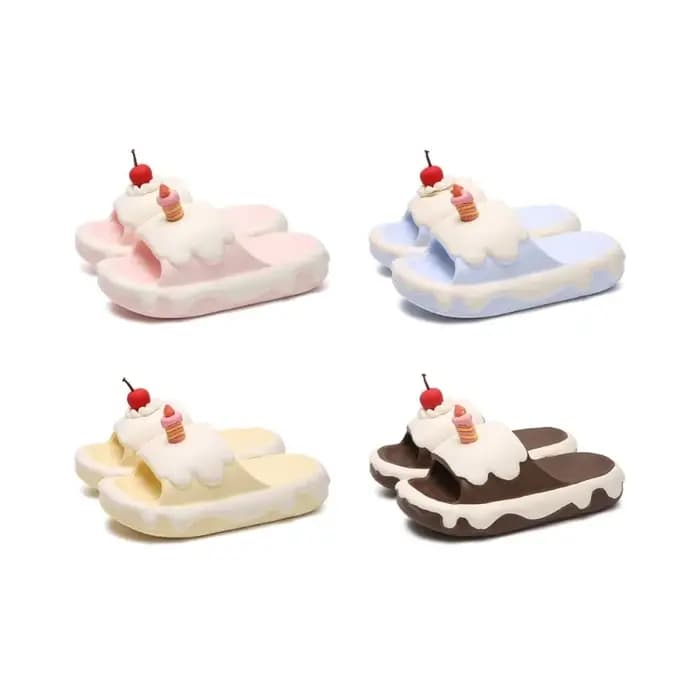 Pantoufles créatives et confortables en forme de gâteau à la crème