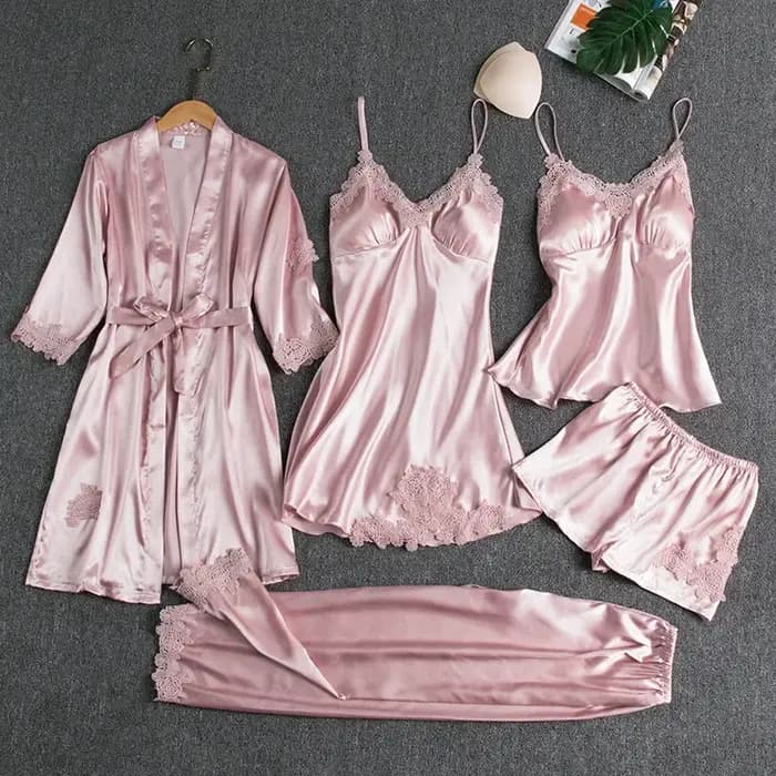 Ensemble de pyjamas de nuit en satin pour femmes