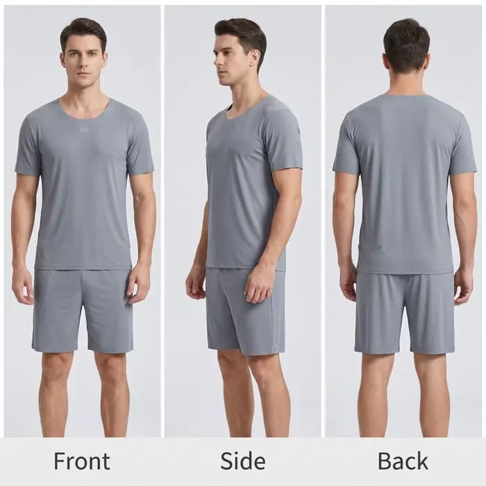 Ensemble de vêtements de détente d'été pour hommes : Pyjama en soie glacée