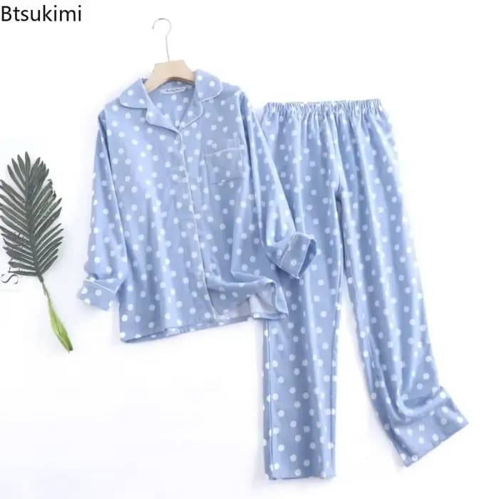 2026 100% coton flanelle pantalon pyjamas ensembles pour femmes vêtements de maison Simple à manches longues