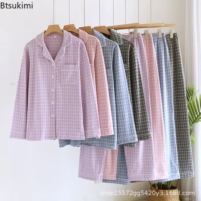 Nouveaux ensembles de pyjamas à carreaux pour couples 2026 – Chaleur automne-hiver – Hauts et pantalons à manches longues pour hommes et femmes – Vêtements d'intérieur deux pièces