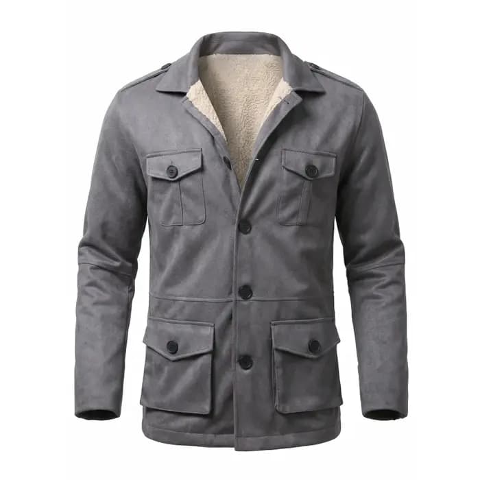 Veste de travail d'hiver pour hommes, en faux daim, poches multi-usages, veste de randonnée décontractée pour l'extérieur, veste en fausse laine pour hommes, hiver